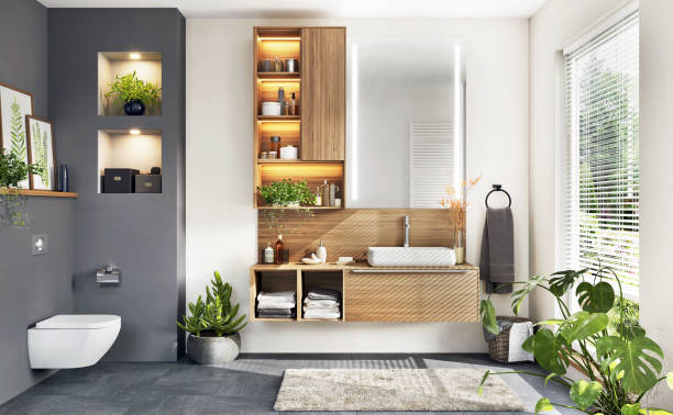 Beautiful modern bathroom with window